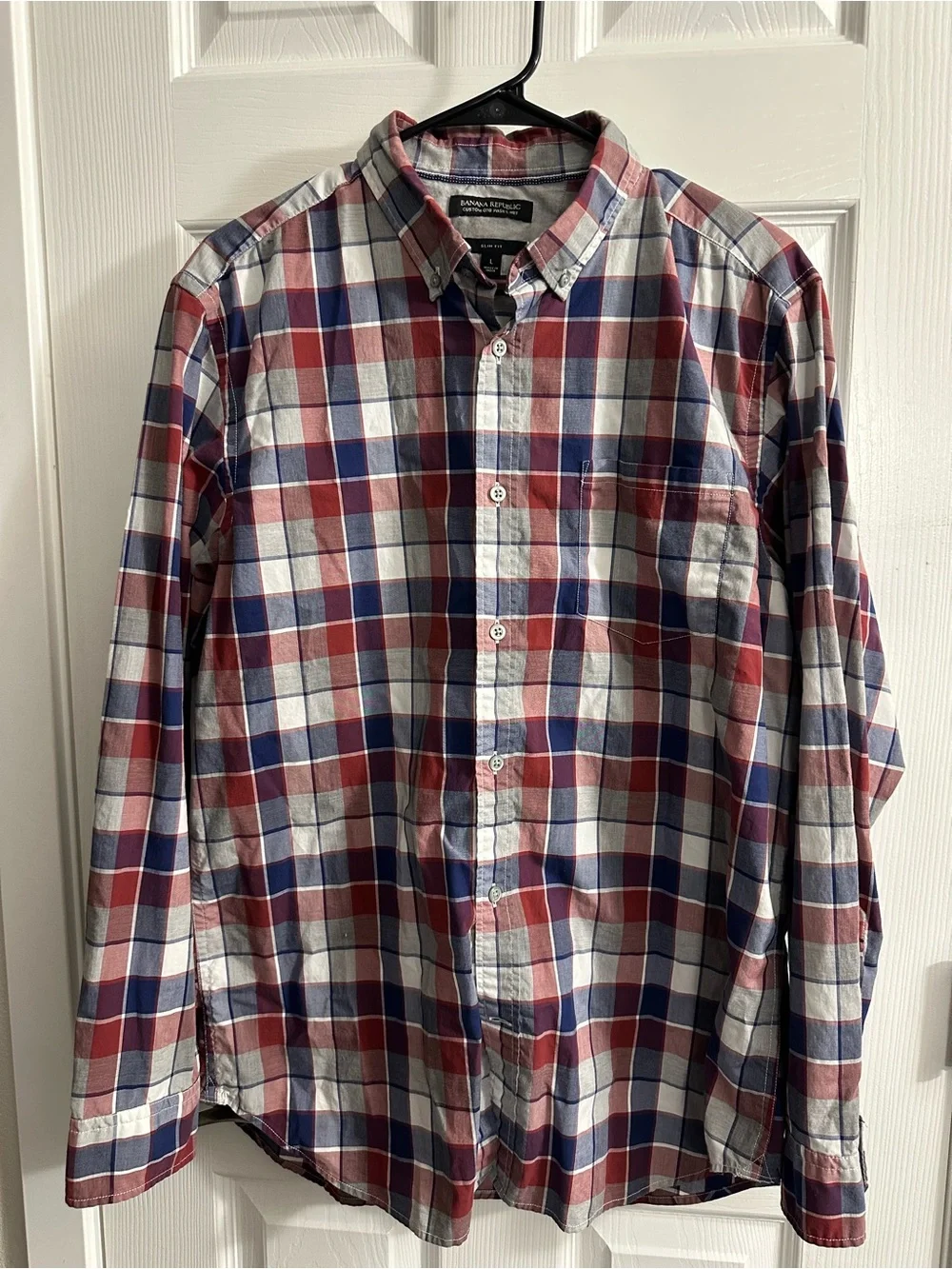 Banana Republic Red, Blue & White Plaid Button-Down Shirt